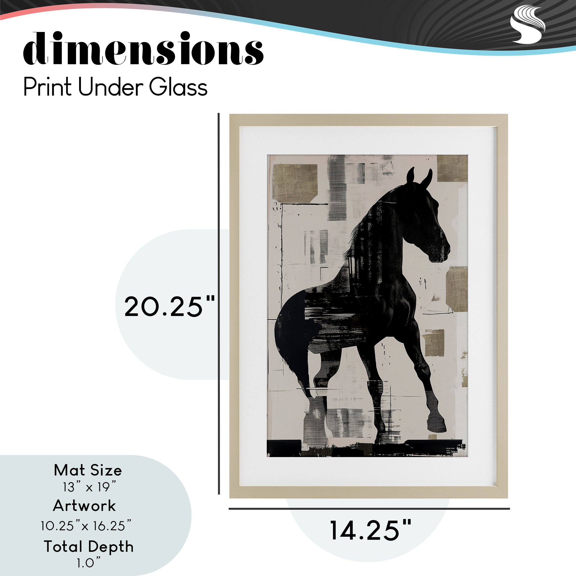 Equinity Horse Silhouette Birch Framed Print Under Glass, design by Annabelle Hall