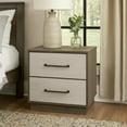 thumbnail image 7 of Fene Nightstand, 2 Storage Drawers with Nickel Handles, 24 Inch Gray, 7 of 7