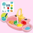thumbnail image 4 of Juguetes para fregaderos de cocina con limpieza de agua corriente, fregadero sensorial, de lavaplatos para s de roles, casitas para niños y Cerdo rosa, 4 of 9