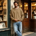 thumbnail image 4 of Sweatshirts for Men Crewneck Oversized Long Sleeve Pullover Casual Solid Color Warm Fall Winter Fashion Tops Khaki XL, 4 of 5