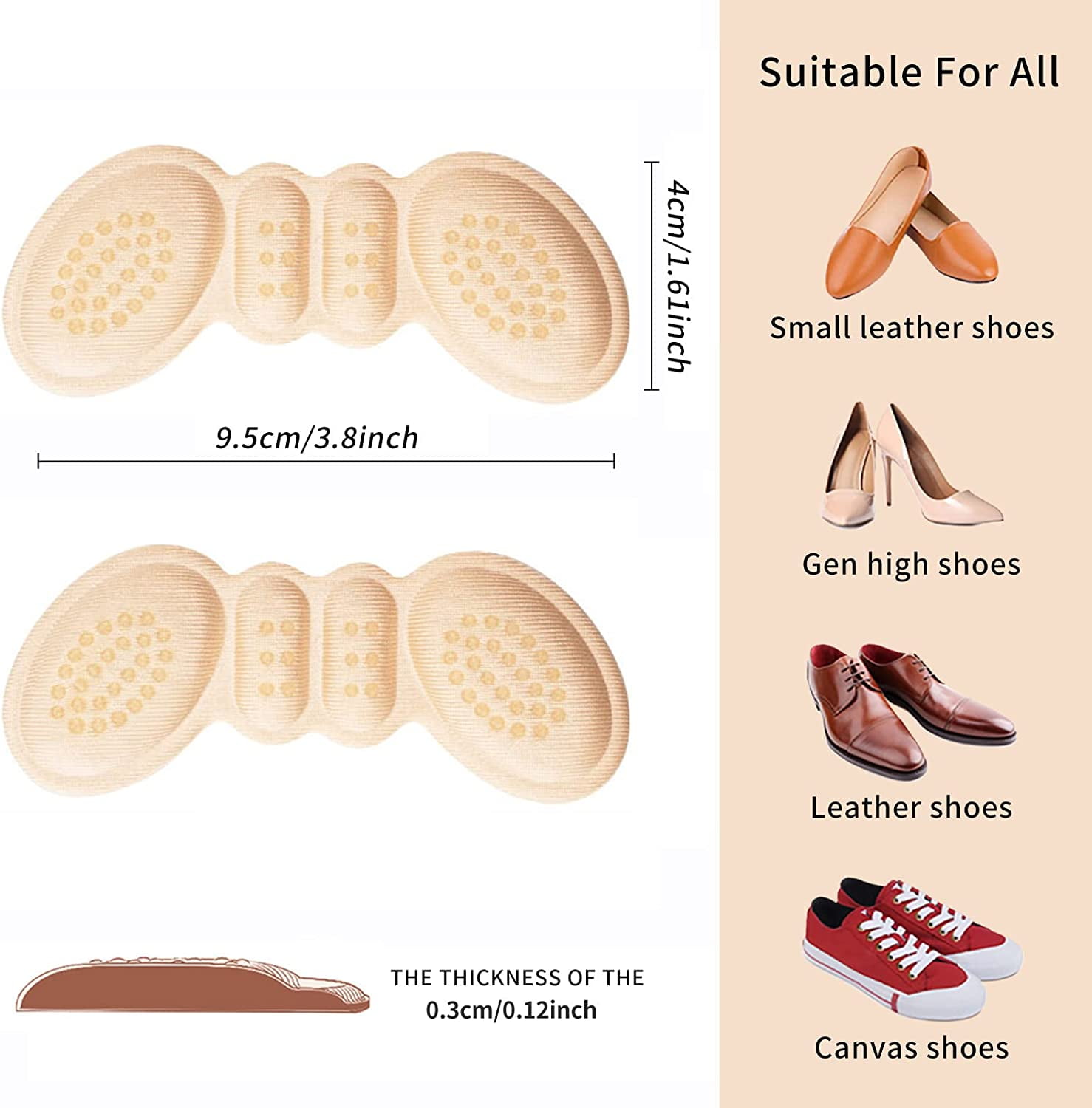 2x T Shape Heel Cushion Pads Soft Heel Grips Liner for Men Loose Shoes  Women | eBay