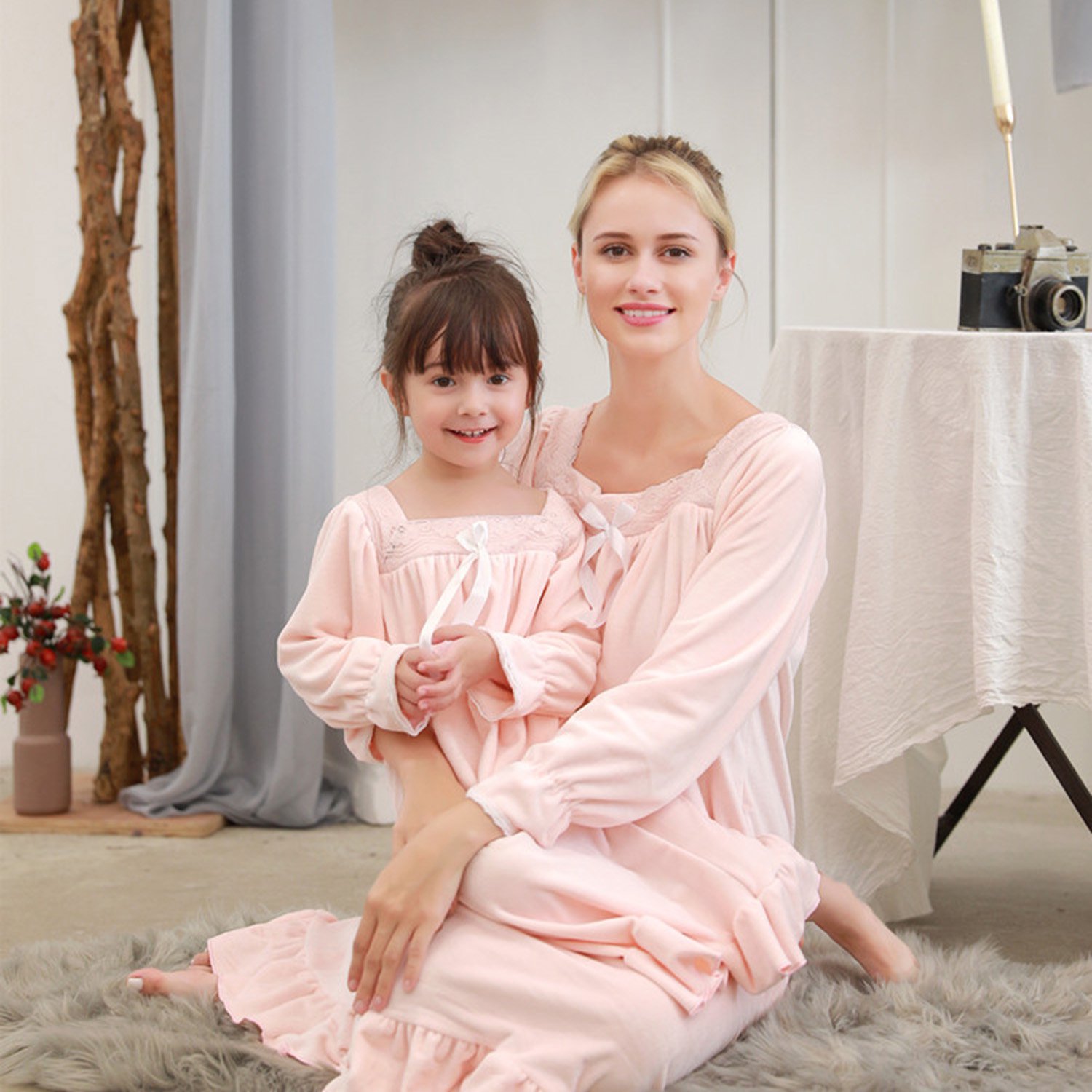 HuaAngel Casual Mother Daughter Winter Nightgowns Long Sleeve Dress Family  Matching Pajamas Nightgown Dress - Walmart.com
