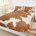 thumbnail image 3 of Manfei Cattle Hide Queen Sheet Sets,Rustic Farm Animal Flat Sheet,Brown Beige Queen Fitted Sheet For Teens,Super Cozy Room Decor,4 Pieces, 3 of 7