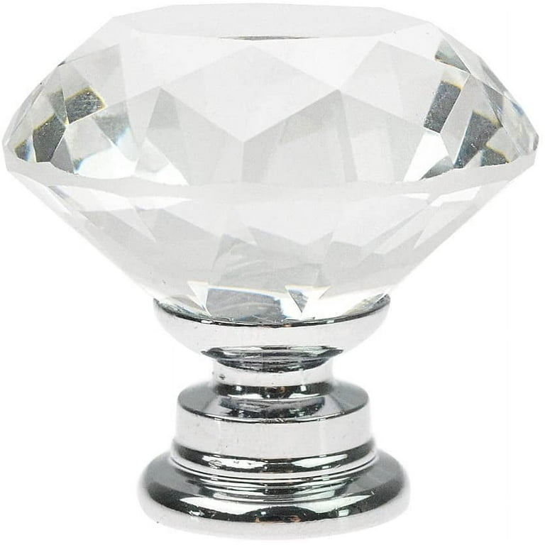SJPACK Crystal Glass Cabinet Knobs, 10 Pcs 30mm Diamond Shape