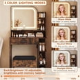 thumbnail image 6 of Akaber Makeup Vanity Desk with Mirror and Lights, 26.5" Small Vanity with Large Drawer and 6 Level Storage, Brown Vanity with 3 Color Lighting Modes, 6 of 6