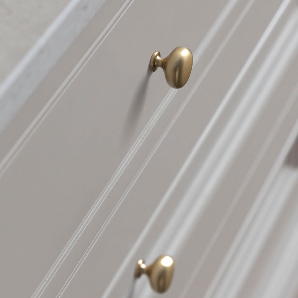 Goo-Ki Set of 6 Elegant Champagne Bronze Cabinet Knobs - Classic Round Kitchen Hardware, Contemporary Drawer Pulls Sleek Dresser Handles