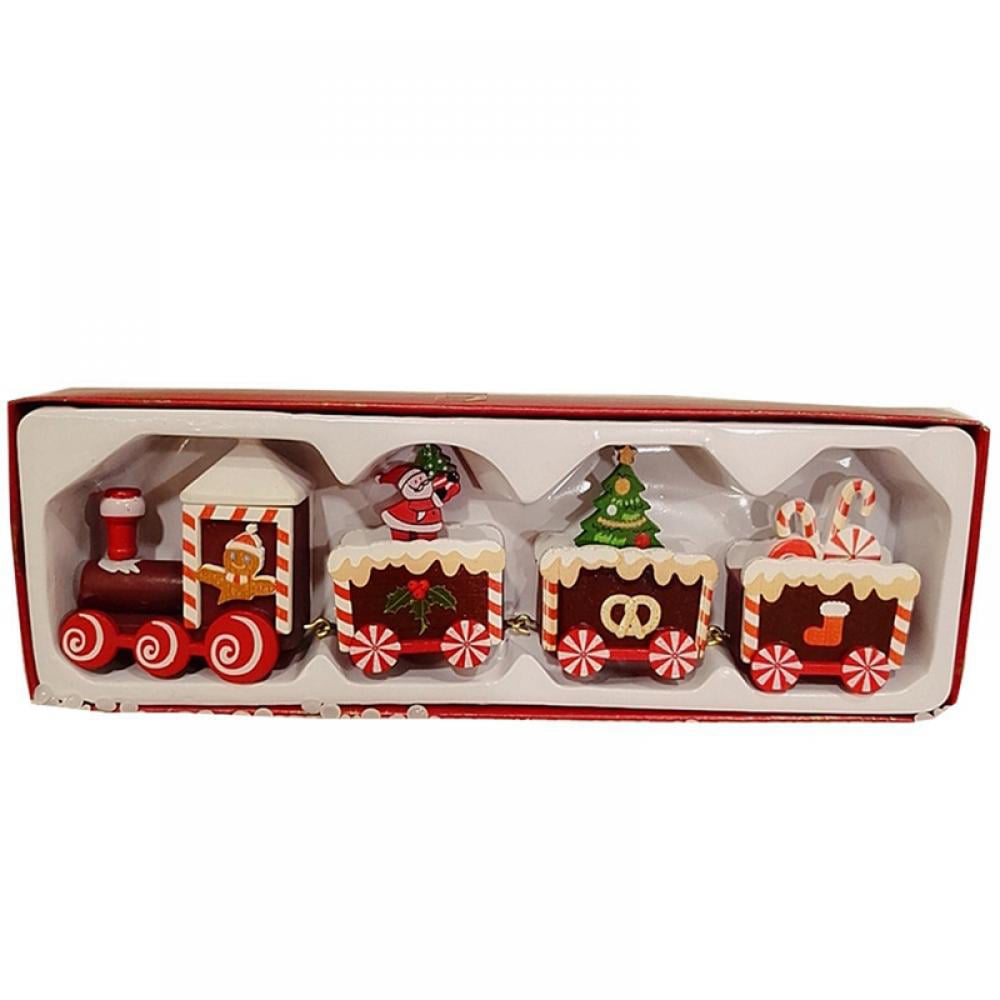 Christmas Wooden Mini Train Ornaments Kids Toy Gifts Xmas Party Home Favor Decor