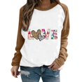 thumbnail image 1 of Gibobby Sudadera sin capucha y ocio Sudadera con capucha informal sin sombrero con cuello redondo y mangas raglán con estampado divertido del día de San Valentín para mujer To(Marrón, XL), 1 of 5
