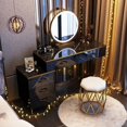 thumbnail image 2 of Dressing Table For Bedroom Drawer Assemble Makeup Vanity Cabinet Mirror With Lights Storage Makeup 80cm Vestidores Decoration My Lux Decor Round, 2 of 11