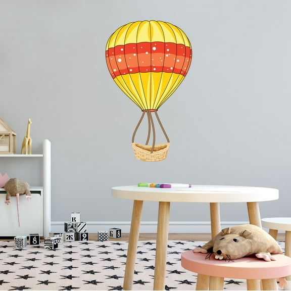 Home Wall Decal - 0 - Vibrant Hot Air Balloon Design Colourful Flying Shinning Hot Air Balloon - Proudly Hand Made Decal - Size: 6 In(W) x 10 In(H)