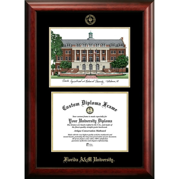 Campus Images FL997LGED-1185 8.5 x 11 in. Florida A&M University Gold Embossed Diploma Satin Mahogany Frame with Lithograph