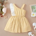 thumbnail image 4 of Baby Girl Dress 18 Months Baby Girls Stripe 24 Months Baby Girls One Shoulder Dress 1Pcs Dress,Yellow, 4 of 7