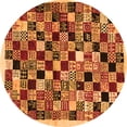 thumbnail image 1 of Ahgly Company Indoor Round Abstract Orange Contemporary Area Rugs, 7' Round, 1 of 1