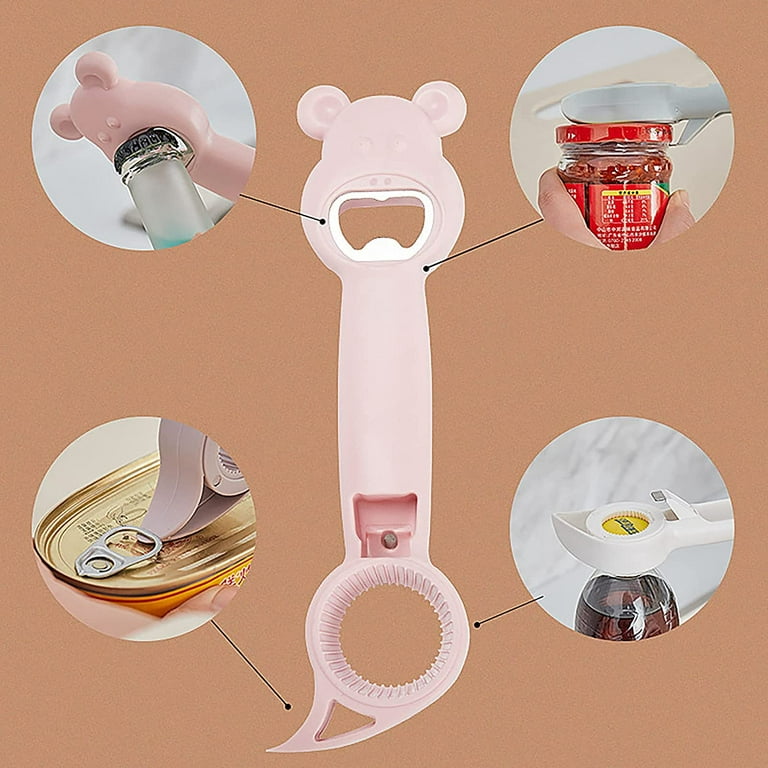 New 4 in 1 Can Opener 6 PCS Bottle Opener Jar Opener Kitchen Tool for  Multifunction Beer Opener Lid Opener Protect Nails Kitchen Gadgets Cute Can