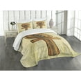 thumbnail image 3 of Ambesonne Egyptian Quilted Bedspread Set 3 Pcs, Antique Culture Sign, King Size, Cream Orange, 3 of 5