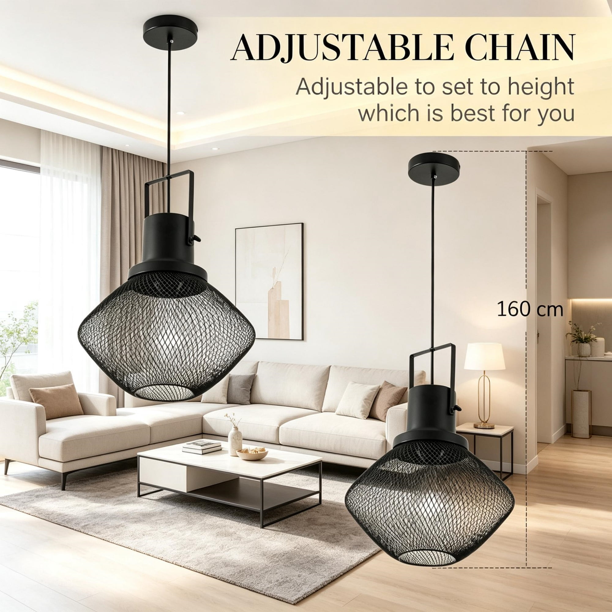 Industrial Pendant Light Fixtures with Adjustable Hanging Chain for Kitchen, Entryway, Bar