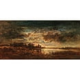 thumbnail image 2 of Anton Waldhauser 18x11 Black Ornate Wood Framed Double Matted Museum Art Print Titled - Evening Lake Landscape in the Moonlight, 2 of 5