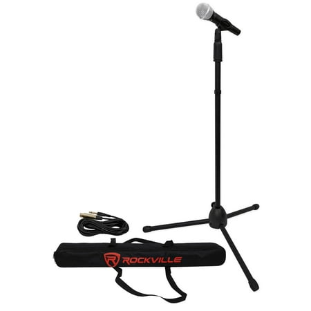 Rockville Pro Mic Kit 1 Karaoke Vocal Microphone + Mic Stand + Carry Bag + (Best Mic Stand For Shure Sm7b)