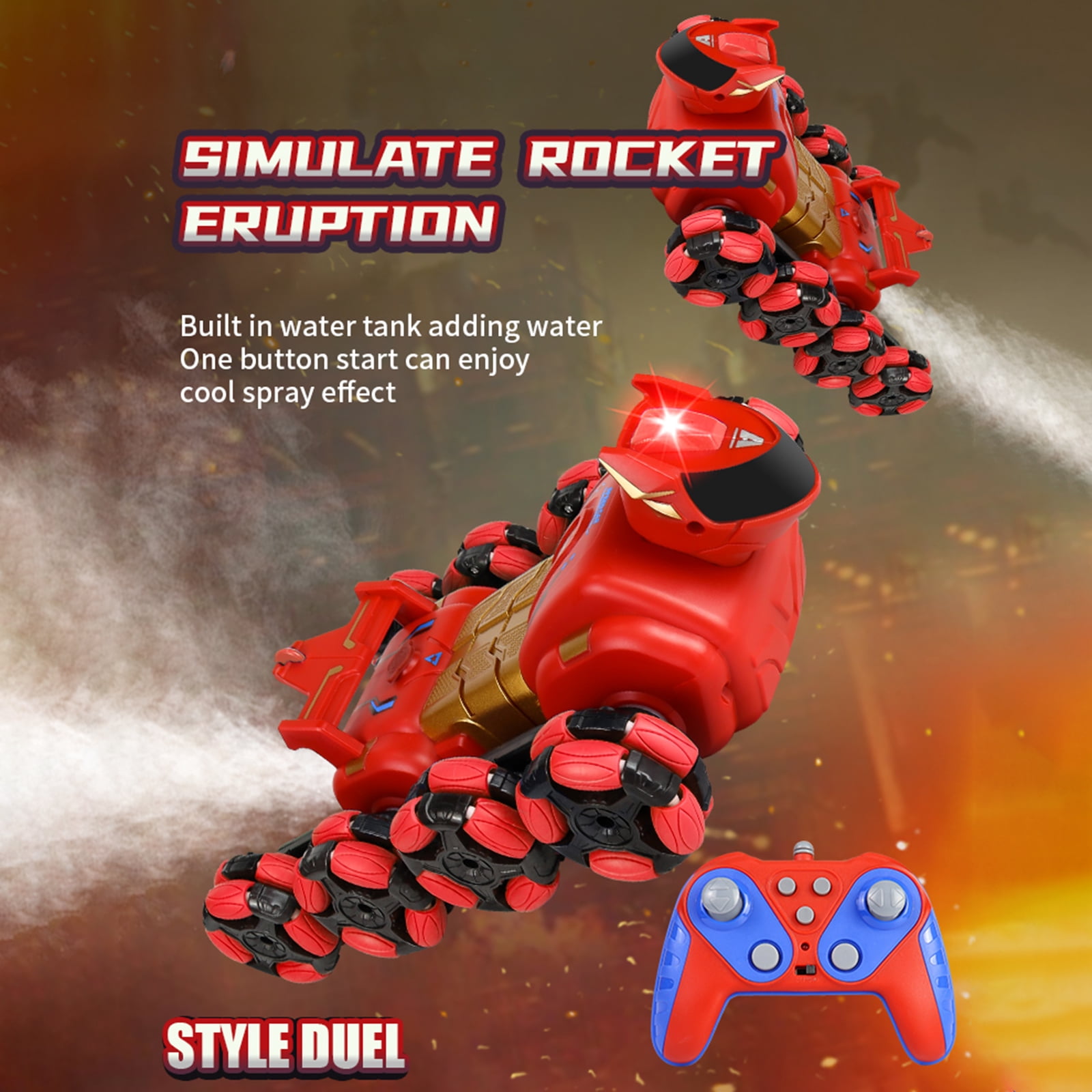 Remote  car,Remote Car Stunt And Car With Spray Stunt 8 Wheels Car 6 Batteries And Toy Dodoore And Birthday And With 3 With Led Wheels Cars With Spray Cars With Car Stunt Red 3 Battery