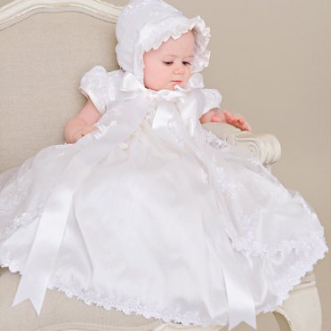 Baby Girls Baptism Dress Heirloom Christening Gown with Bonnet Lace ...