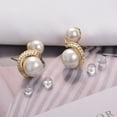 thumbnail image 5 of Vissen White Pearl Drop Dangle Earrings For Women Gold Plated Pierced Twist Statement Earring Elegant Jewellery, 5 of 6