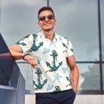 thumbnail image 5 of Daiia Anchors And Shells Pattern Men’s Polo Shirts,Solid Deck Shirt,Classic Fit, Breathable Cotton Polo for Casual and Sport Wear-Small, 5 of 7