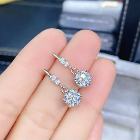 Pretty Jewelry 925 Silver Drop Earring Cubic Zircon Women Engagement Gift A Pair
