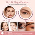 thumbnail image 2 of 10X Lighted Magnifying Makeup Mirror, Double Sided Makeup Mirror with 10X/1X Magnification, 360°Rotation, 3 Colors Brightness Adjustable Vanity Mirror with 64 LEDs, 2 of 8