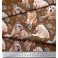 thumbnail image 3 of Soimoi Satin Silk Fabric Floral,Book & Golden Retriever Dog Print Fabric by Yard 42 Inch Wide, 3 of 3