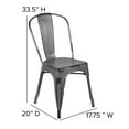 thumbnail image 2 of Commercial Grade 4 Pack Distressed Silver Gray Metal Indoor-Outdoor Stackable Chair, 2 of 9