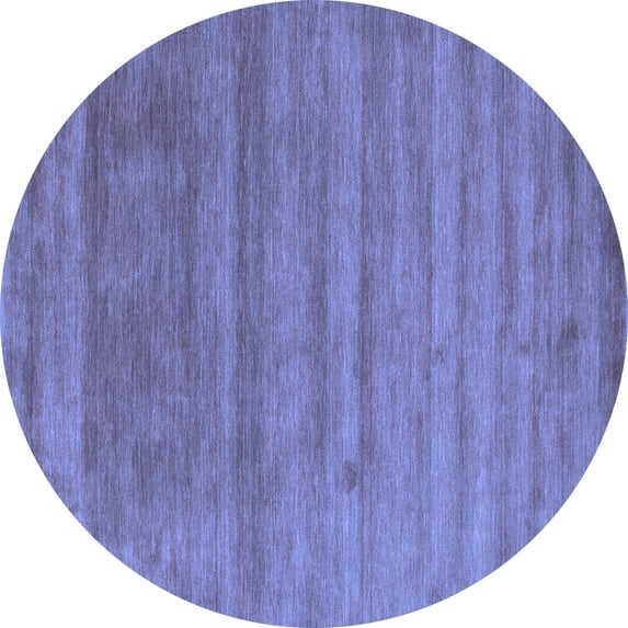 Ahgly Company Machine Washable Indoor Round Abstract Blue Contemporary Area Rugs, 4' Round