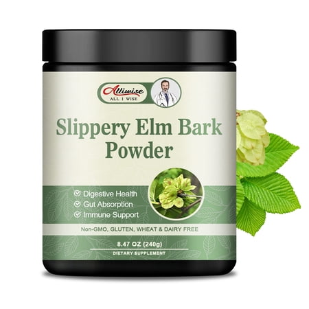 Organic Slippery Elm Bank Powder 240g - Herbal Supplement for Soothes Throat,Relieves Coughs - Non-GMO, Gluten Free