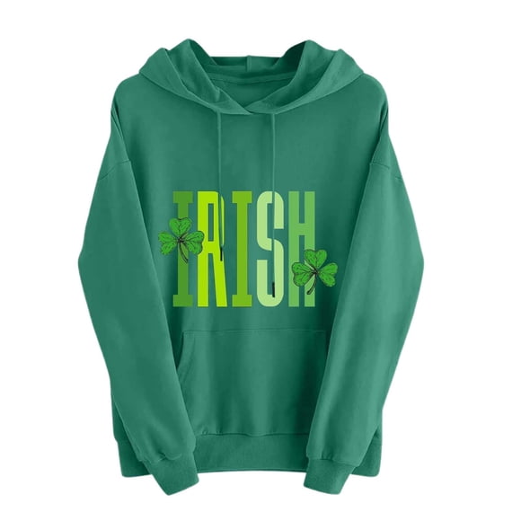 Vacuum of Space Hoodie Women over Hoodies plus Size Hoodies Women Hoodie Female Clothes St. Patrick's Day Women's Shirt Cute Graphic Pullover Casual Long Sleeved Shirt Green XL