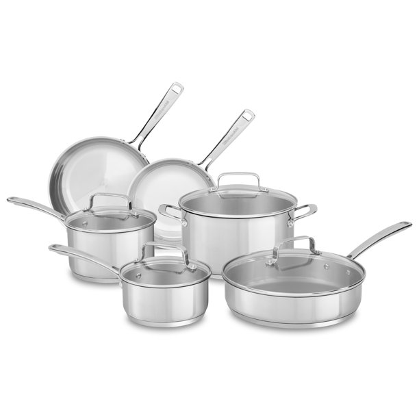 Kitchenaid Stainless Steel 10Piece Cookware Set (Kc2Ss10Ls) Walmart