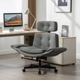 thumbnail image 3 of Silla cruzada con reposabrazos ajustables y ruedas y reposacabezas, silla de escritorio de vanidad de salón PU con asiento amplio para sentarse con piernas cruzadas, 3 of 5