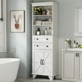 thumbnail image 6 of IDEALSOUL Tall Storage Cabinet, 72" Farmhouse Bathroom Storage with 2 Drawers, Adjustable Shelves & Barn Door, Cabinet for Bathroom, Living Room, Kitchen, White, 6 of 9