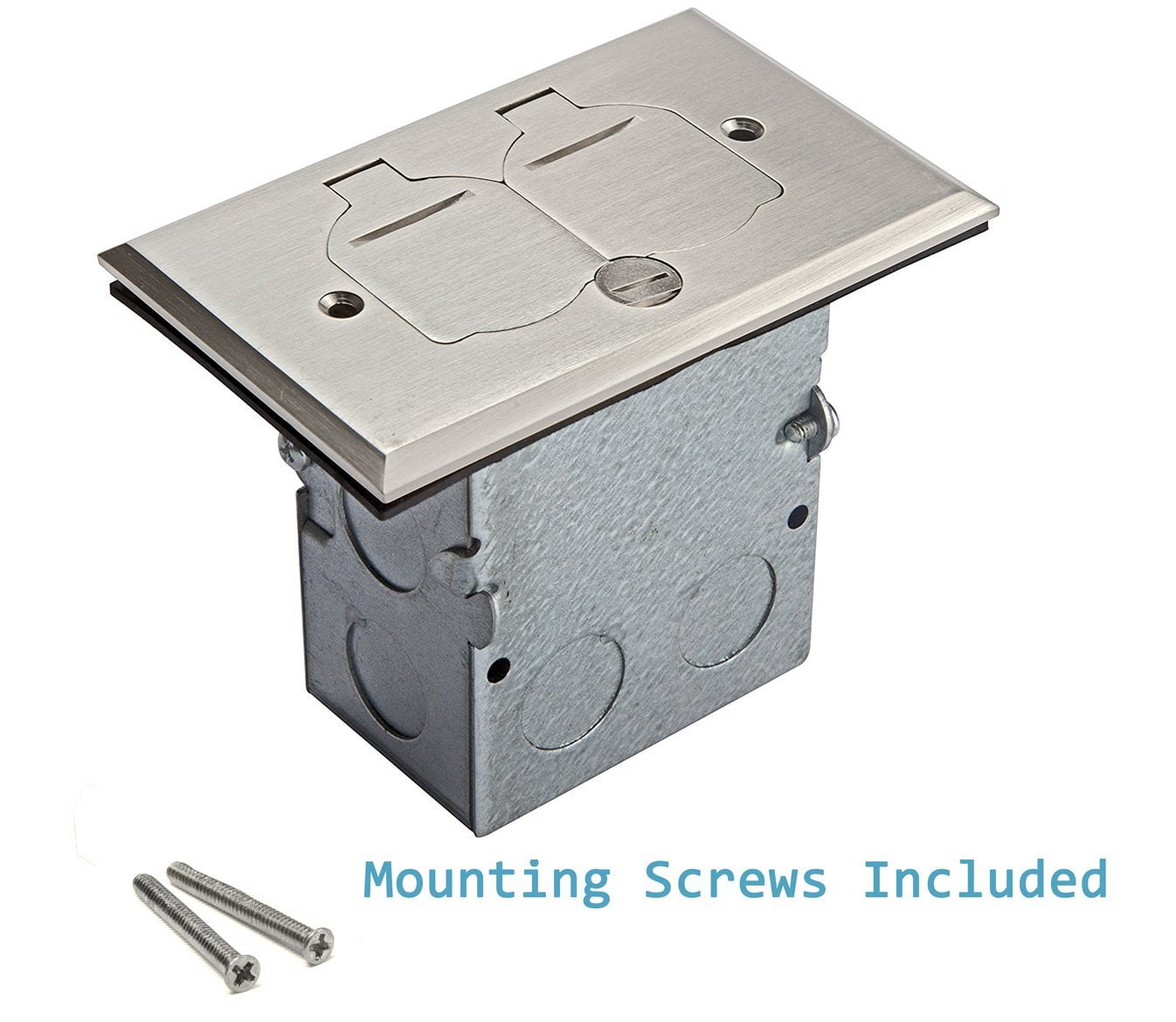 ENERLITES Flip Lid Cover Floor Box Kit with 20A Tamper-Weather Resistant Receptacle Outlets, 1-Gang 5" x 2.87" Cover, Watertight Gaskets,975507-S