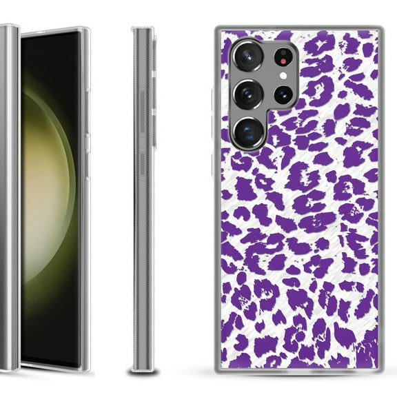 Shockproof Gel Phone Case for Samsung Galaxy S23 Ultra 5G, by OneToughShield ® - Cheetah Purple