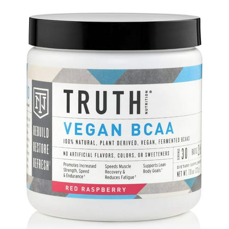 Naturally Fermented Vegan BCAA Powder Red Raspberry | 30 Servings | Plant Based, Non-GMO, Gluten Free | Branched Chain Amino Acids | Pre/Post Workout