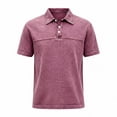 thumbnail image 3 of Mens T Shirts Washed Short Sleeve Button Down Casual Slim Fit Distressed Business Leisure Tops, 3 of 3