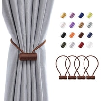 4 Pack Magnetic Curtain Tiebacks 16 Inch Modern Handmade Weave Rope Curtain Holdbacks Convenient Decorative Curtain Drape Tie Backs for Home and Office Window Drapery (Dark Brown)