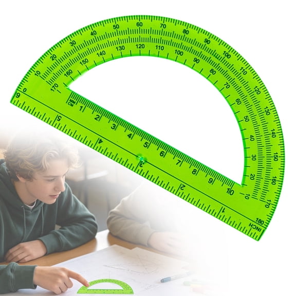 6 Inch Transparent Plastic Protractor,180 Degree Half Circle Angle Measuring Tool,Metric Inch Marked Geometry Protractors,Angle Measuring Instrument for Technical Drafting,Architectural Blueprint