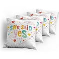 thumbnail image 5 of Ambesonne Colorful Throw Pillow Cover 4 Pack, Hearts Flowers, 24", Multicolor, 5 of 7
