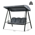 thumbnail image 3 of Costway Outdoor 3-Seat Porch Swing with Adjust Canopy and Cushions Gray, 3 of 10