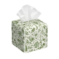 Rateoe Green Rabbit Pattern Tissue Box Cover, Modern Square Decorative Leather Facial Paper Case Organizer Holder Dispenser 5X5X5''