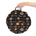 thumbnail image 2 of Tribal Round Floor Cushion with Handle, Aboriginal Art in Funky Ethnic Tones Dotted Circle Round Boomerangs, Pillow for Living Room & Dorms, 18" Round, Orange and Charcoal Grey, by Ambesonne, 2 of 4