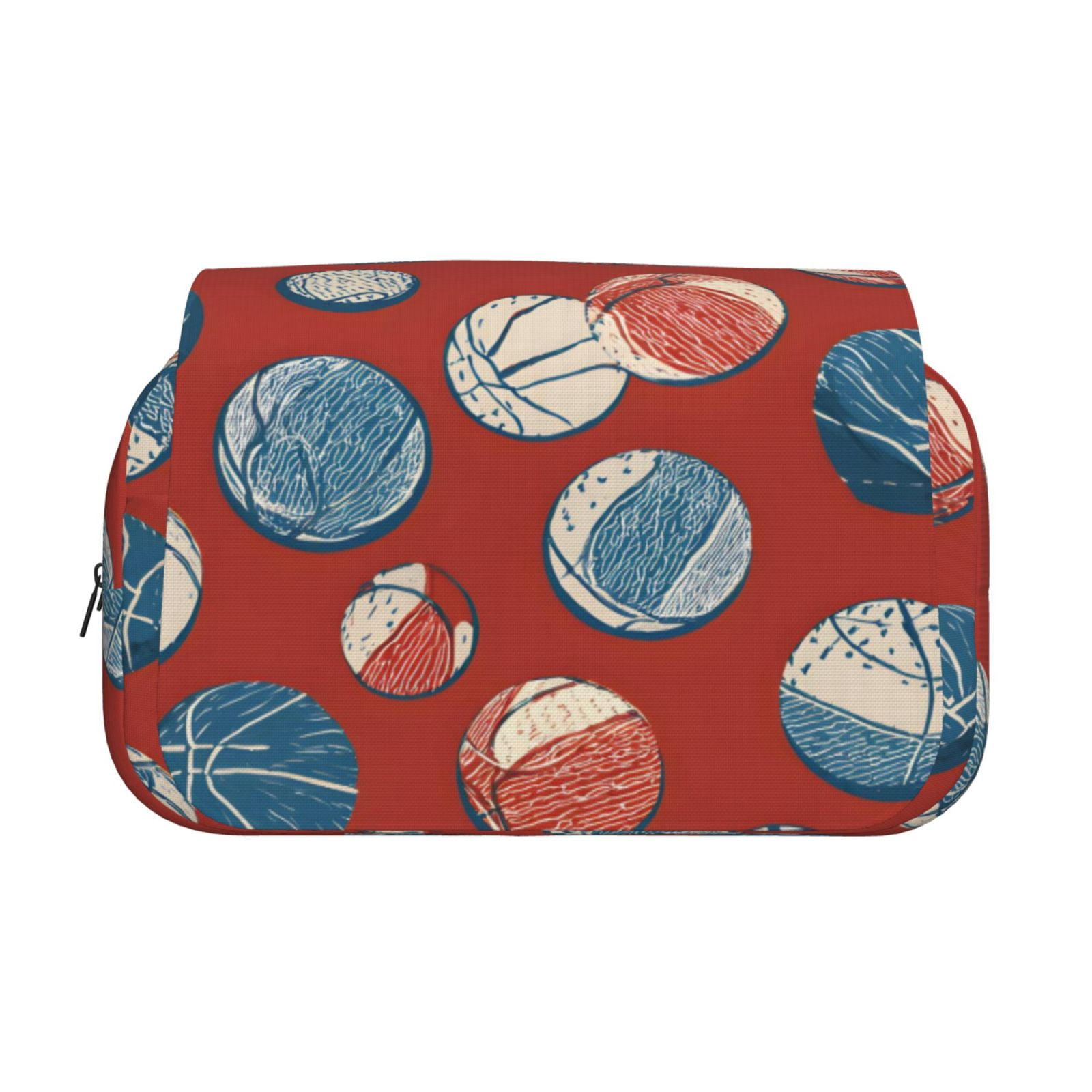 Large-Capacity Flip-Top Double-Layer Pencil Case, Multi-Functional Pocket Pen Case, Durable Stationery Organizer Basketball Theme Seamless Pattern