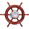 Wooden Ship Wheel Teak Wood (Jhanjhat Porthole Clock - Roman White Dial) - 24"