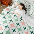 thumbnail image 4 of Manfei Colorful Stars Bedding Comforter Set 7-Piece, Modern Geometric Art Full Bedding Set, Abstract White Green Pink Fitted Sheet Flat Sheet, Lightweight Room Decor, 4 of 8