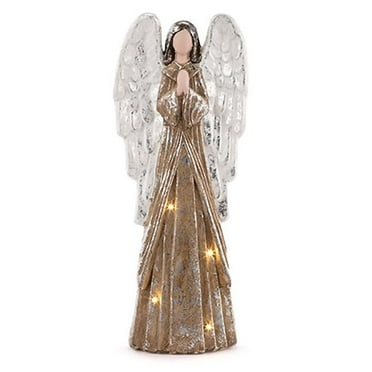 Napco Marketing 52599 22 in. LED Angel with Silver Wings Figurine, Multi Color